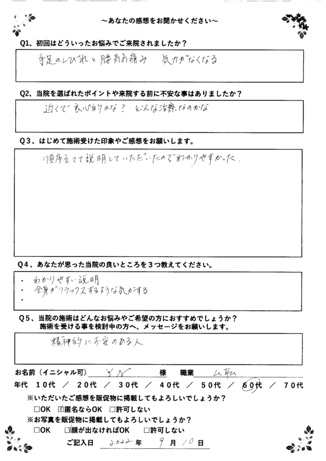 アンケート用紙