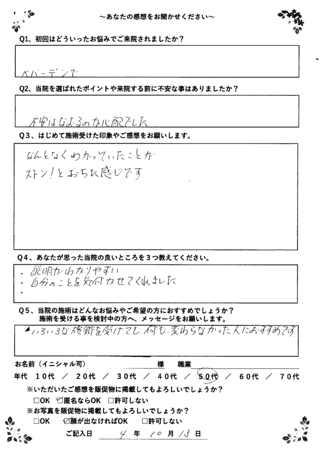 アンケート用紙