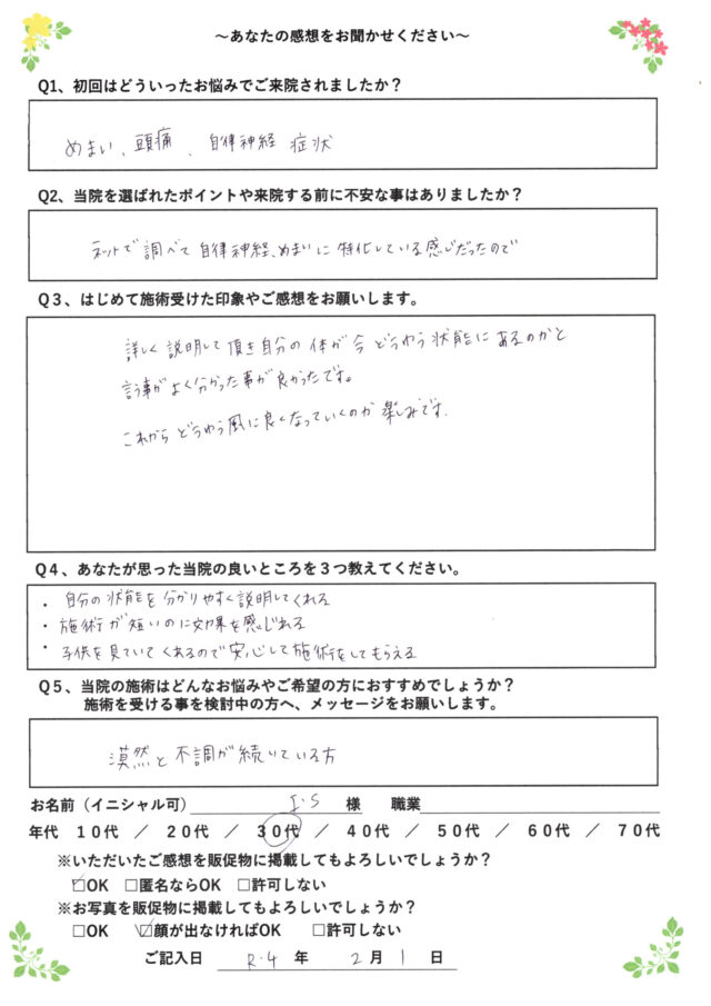 アンケート用紙
