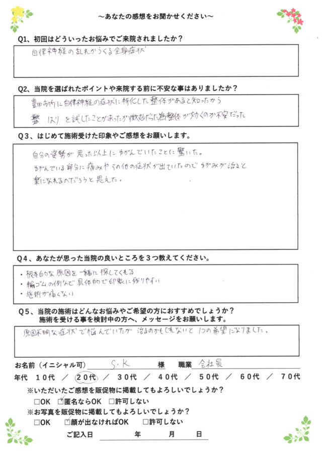 アンケート用紙