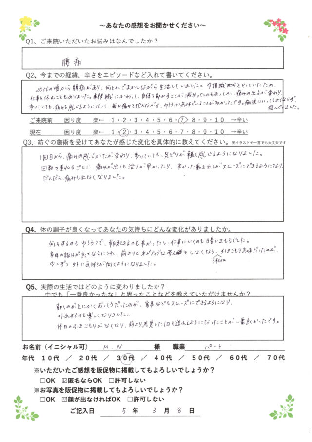 アンケート用紙