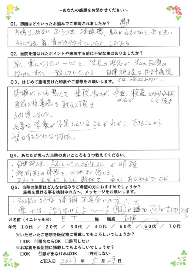 アンケート用紙