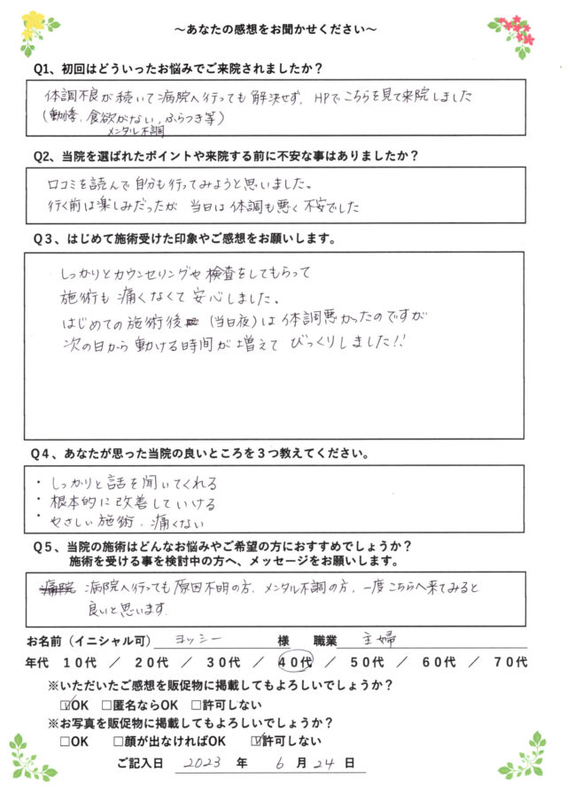 アンケート用紙