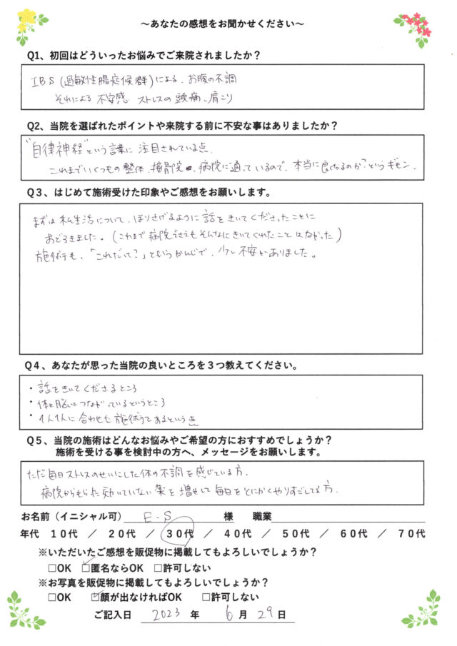 アンケート用紙