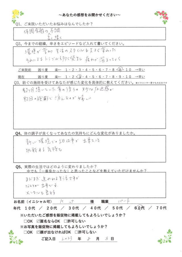 アンケート用紙