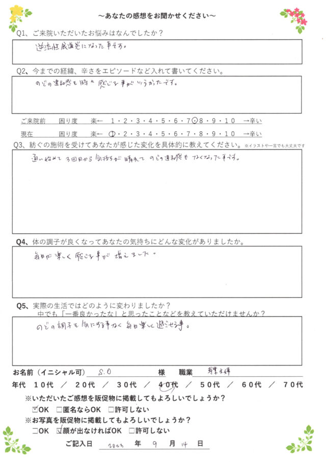 アンケート用紙