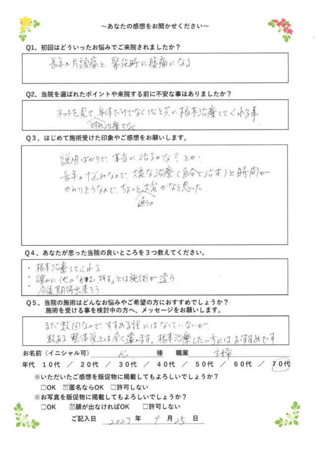 アンケート用紙