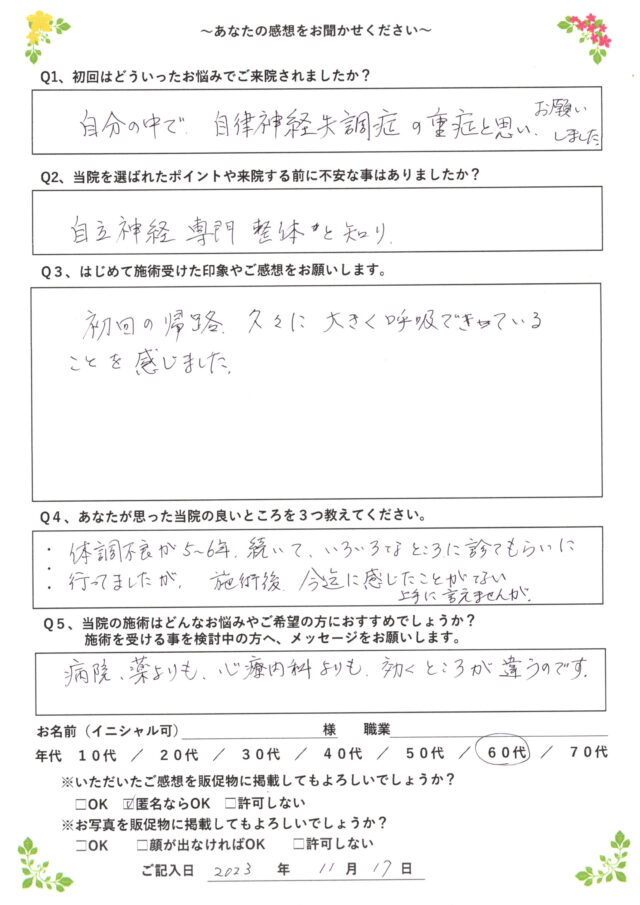 アンケート用紙