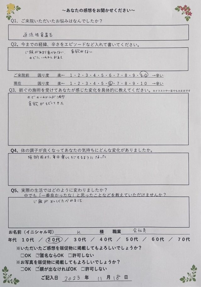 アンケート用紙