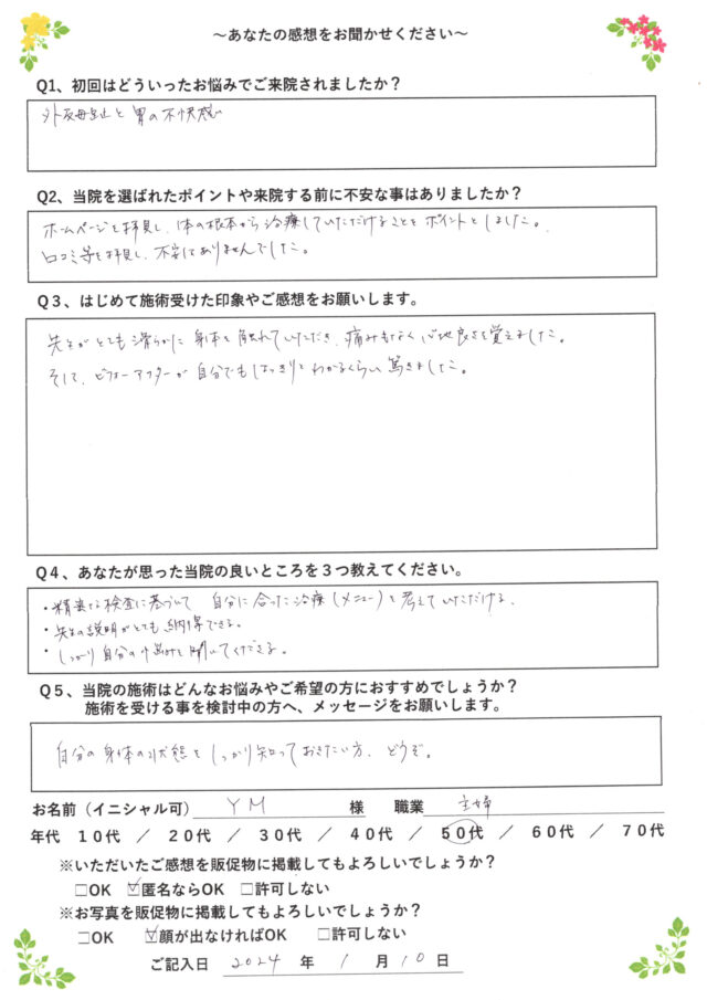 アンケート用紙