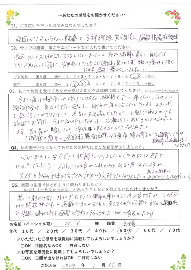 アンケート用紙