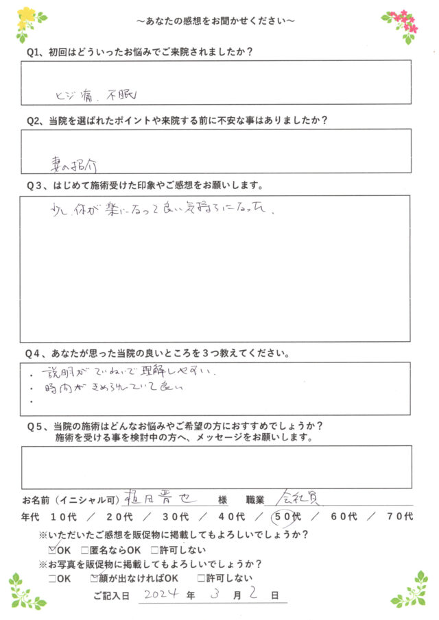 アンケート用紙