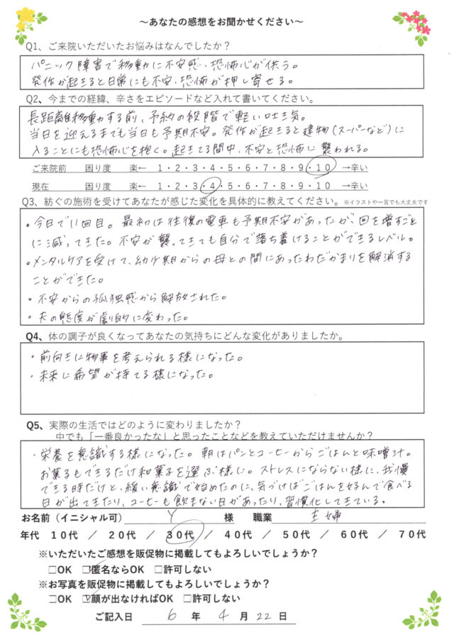 アンケート用紙