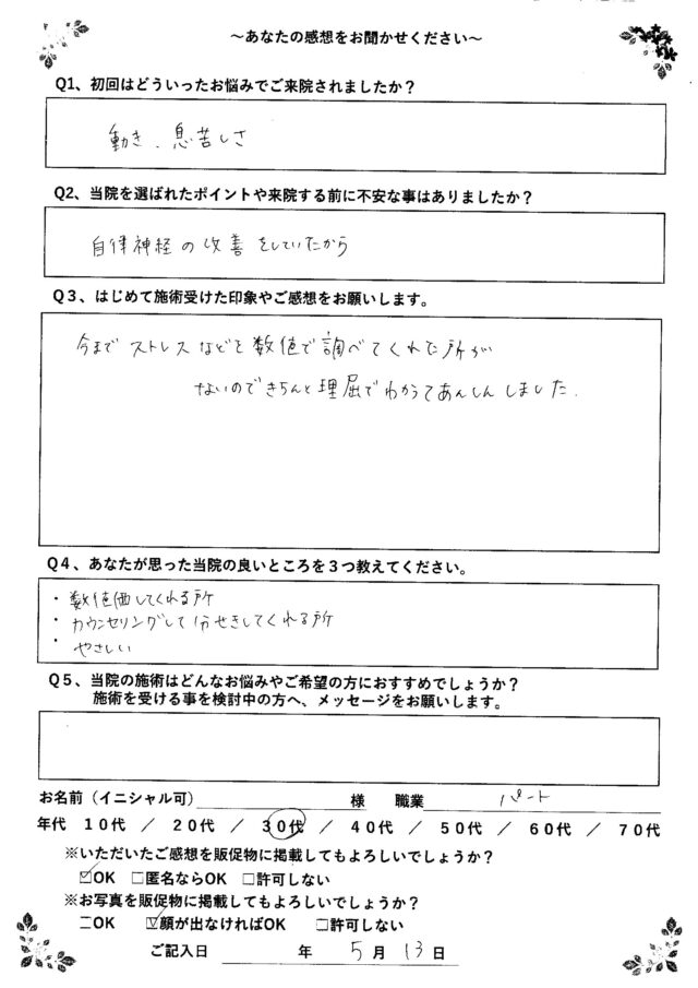 アンケート用紙